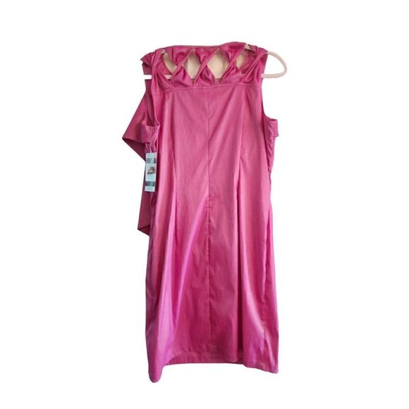 Samuel Dong NWT pink taffeta cocktail dress size Large cutout - Picture 2 of 11